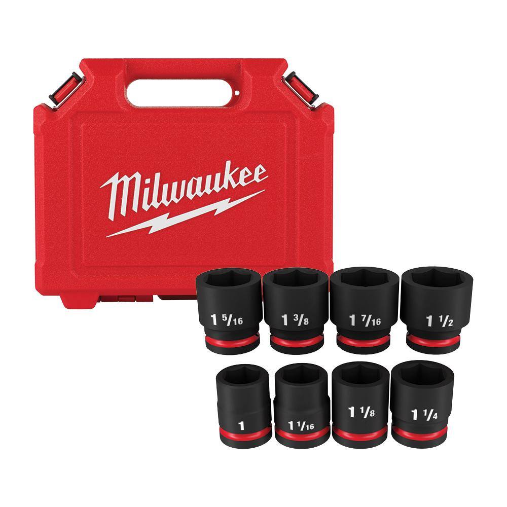 MW SHOCKWAVE 34 in. Drive SAE 6 Point Impact Socket Set (8-Piece) 49-66-7017