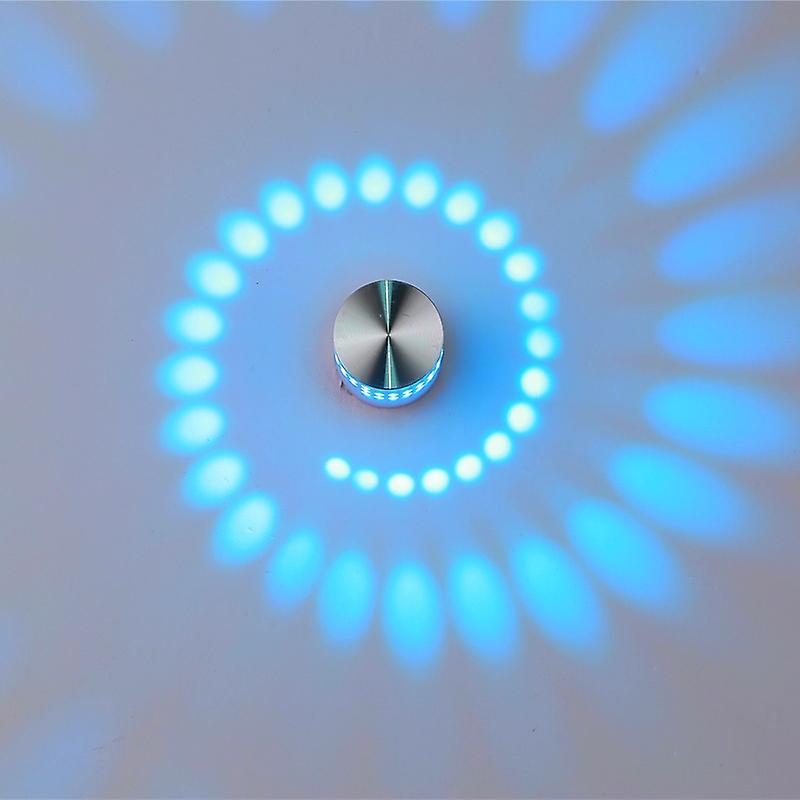 led modern indoor home wall light Creative aluminum spiral light circular corridor corridor background wall decorative light（Ice blue）