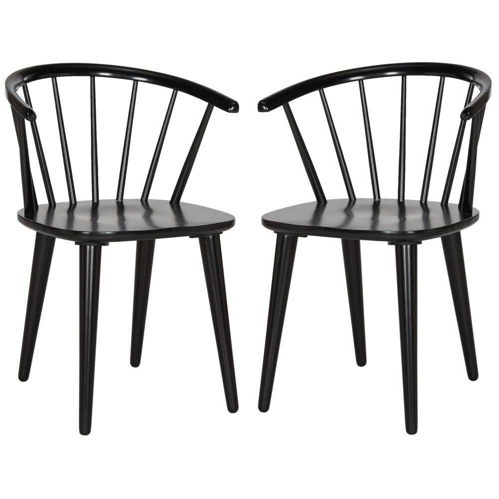 SAFAVIEH Blanchard Black Wood Dining Chair (Set of 2) AMH8512A-SET2