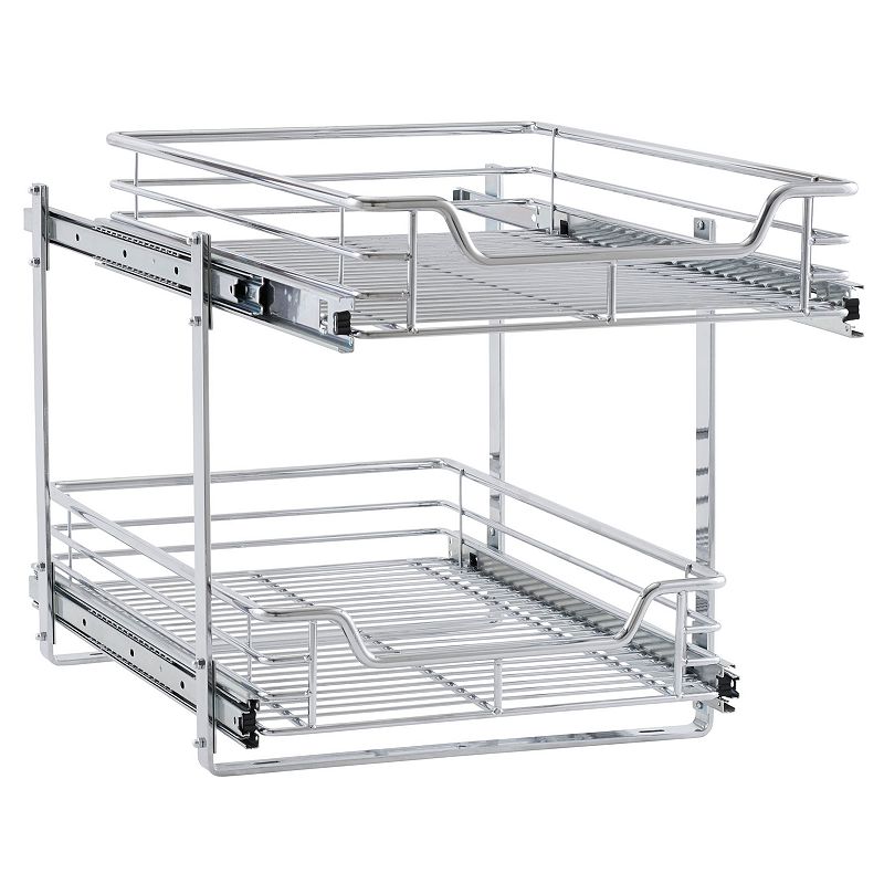 Household Essentials Glidez 2-Tier 14.5-inch Wide Dual Sliding Under Cabinet Organizer