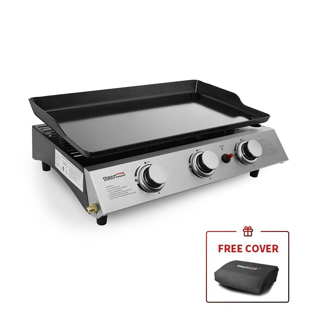 Royal Gourmet Portable 3-Burner Built-in Propane Gas Grill in Stainless Steel PD1300