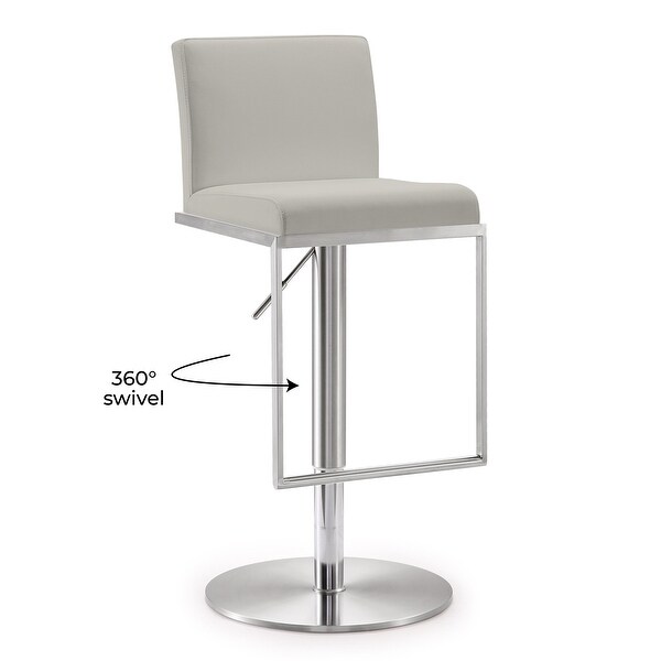 Amalfi Light Grey Faux Leather Stainless Steel Bar Stool