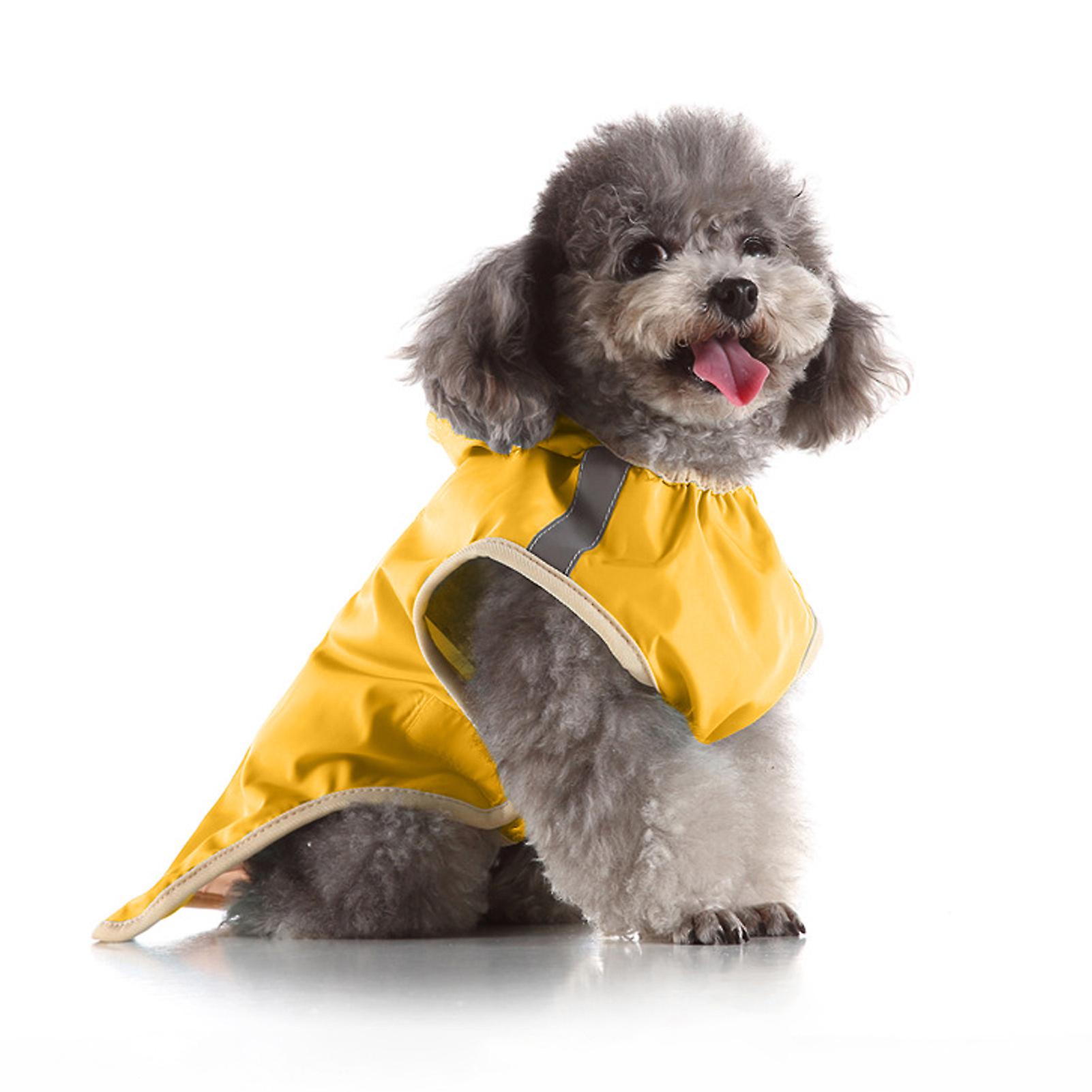 Dog Raincoat Waterproof Windproof Pet Rain Jacket With Safety Reflective Stripe Adjustable Dog Rainwear For Wet Rain Weather[large-yellow]