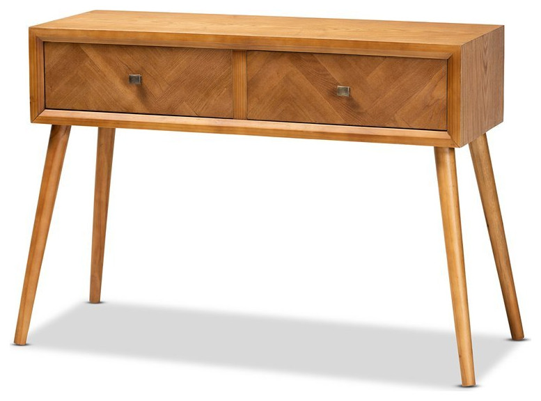 Baxton Studio Brown Finished Wood 2 Drawer Console Table   Midcentury   Console Tables   by Homesquare  Houzz