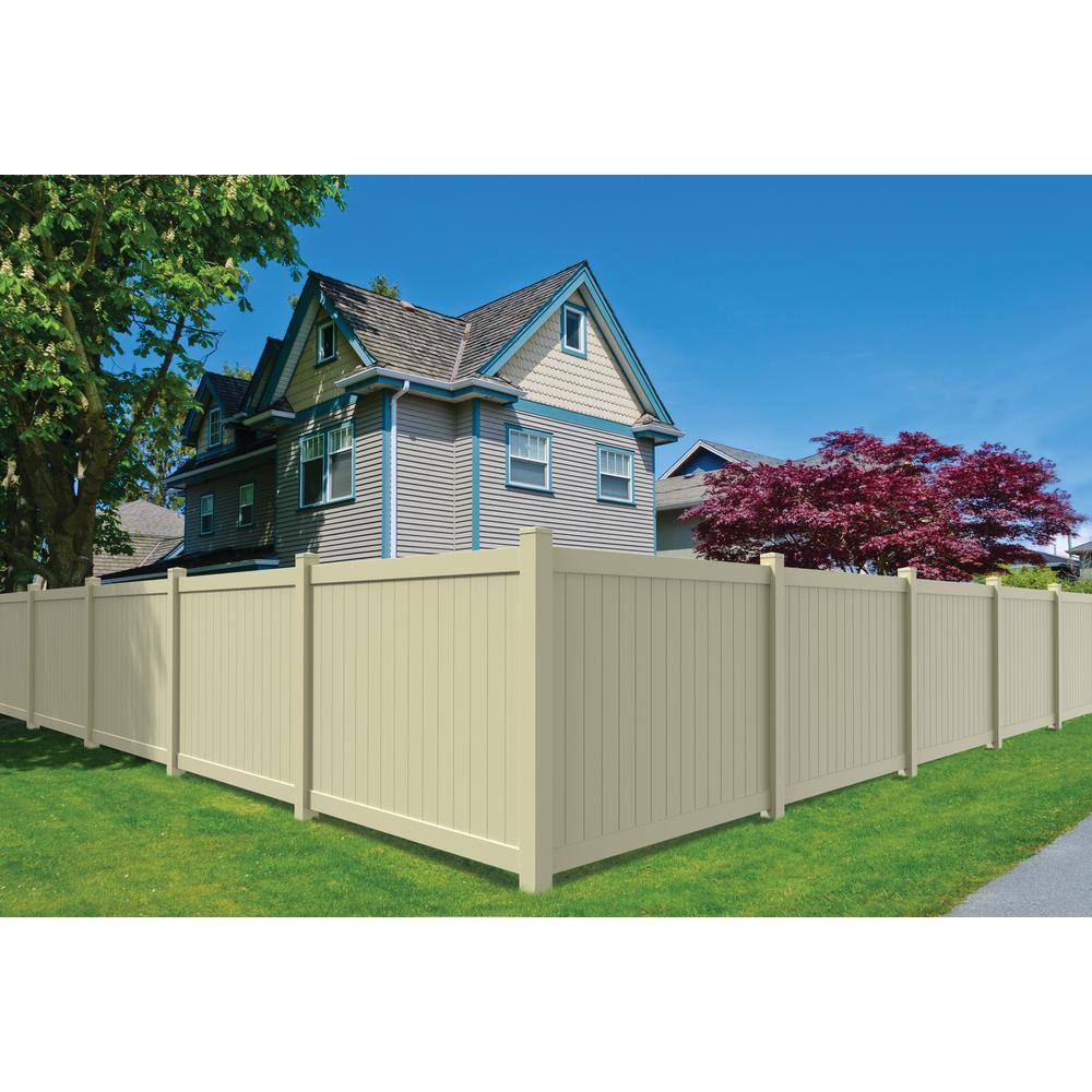 Barrette Outdoor Living Bryce 6 ft. H x 8 ft. W Sand Vinyl Un-Assembled Fence Panel 73014728