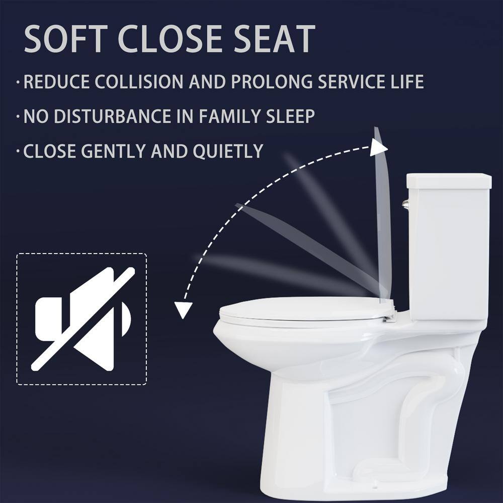 Two-Piece 1.28 GPF Single Flush Elongated Toilet in White Seat Included HKD-TPT2488S-W