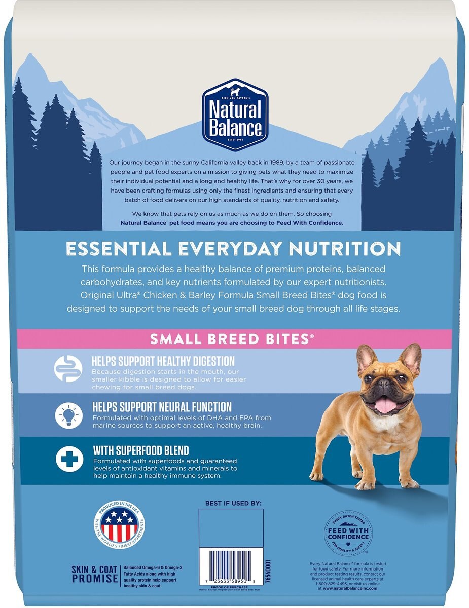 Natural Balance Original Ultra Chicken and Barley Formula Small Breed Bites Dry Dog Food