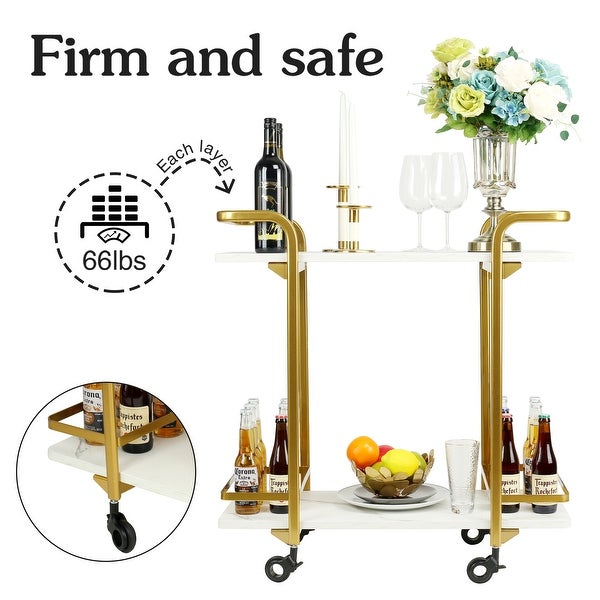 2 Tier bar cart With black wheels