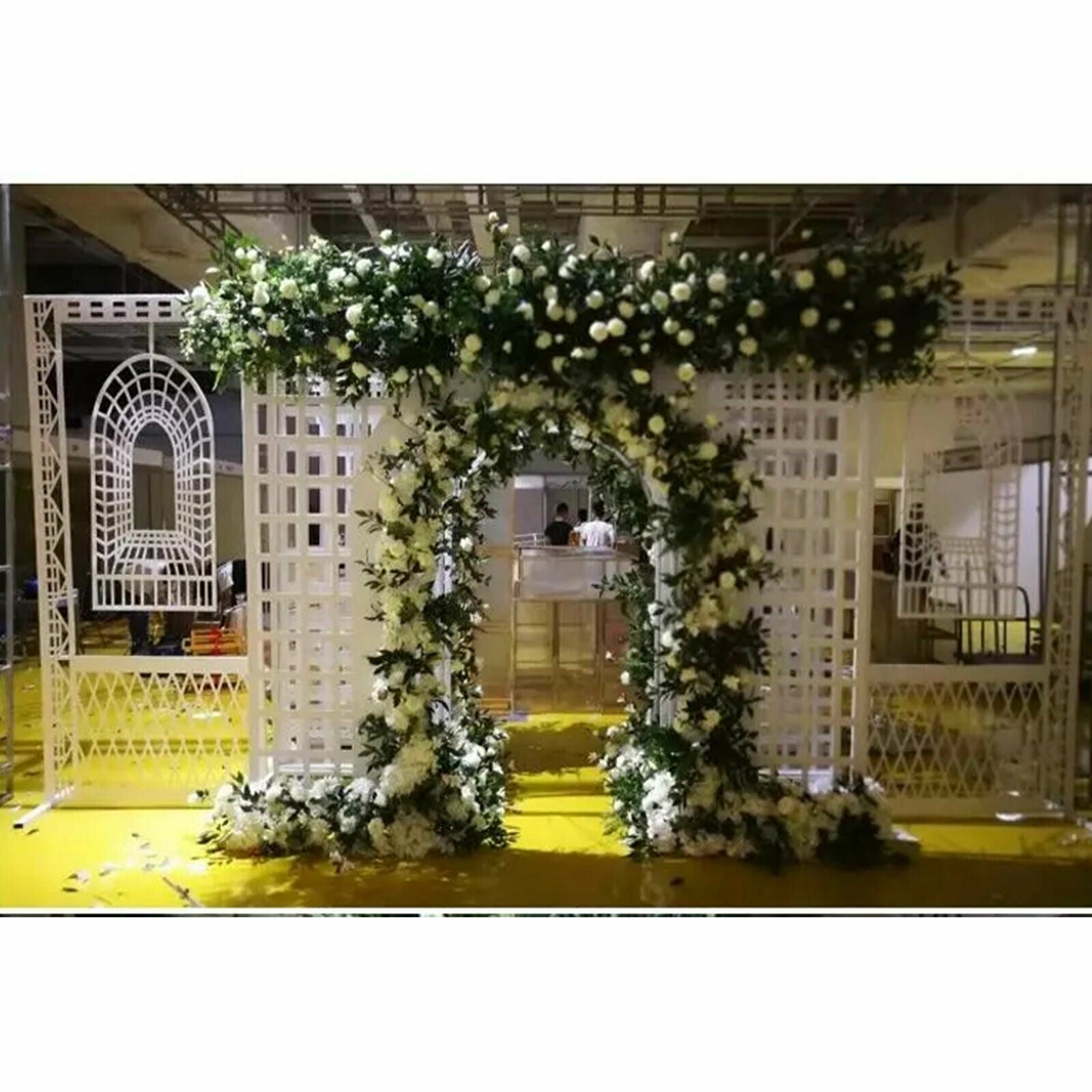 White Metal Garden Arbor for Garden Center,  7.7 Ft Tall Wedding Arch for Wedding Party Decor