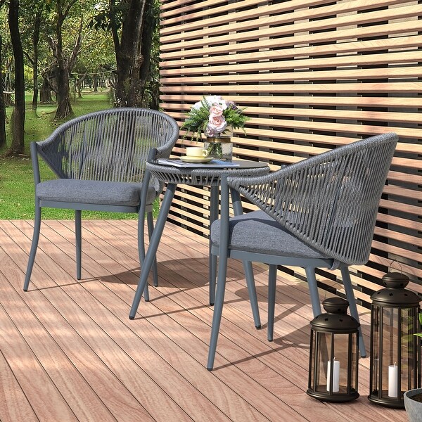 NUU GARDEN 3Piece Aluminum Patio Furniture Bistro Set with Cushions