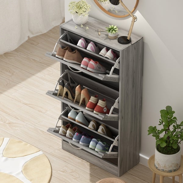 Shoe Cabinet with Flip Drawer for Entryway Rack Storage Organizer - - 36307258