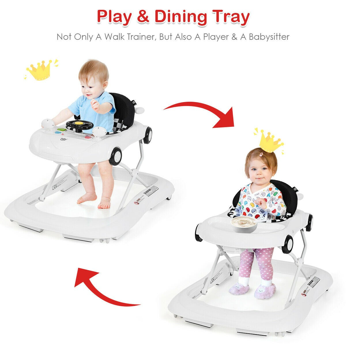 Baby Walker, Activity Walker with Adjustable Height & Lights