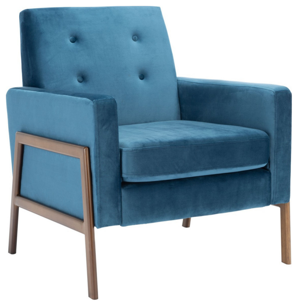 Donald Sofa Accent Chair Blue Velvet   Midcentury   Armchairs And Accent Chairs   by V.S.D Furniture  Houzz