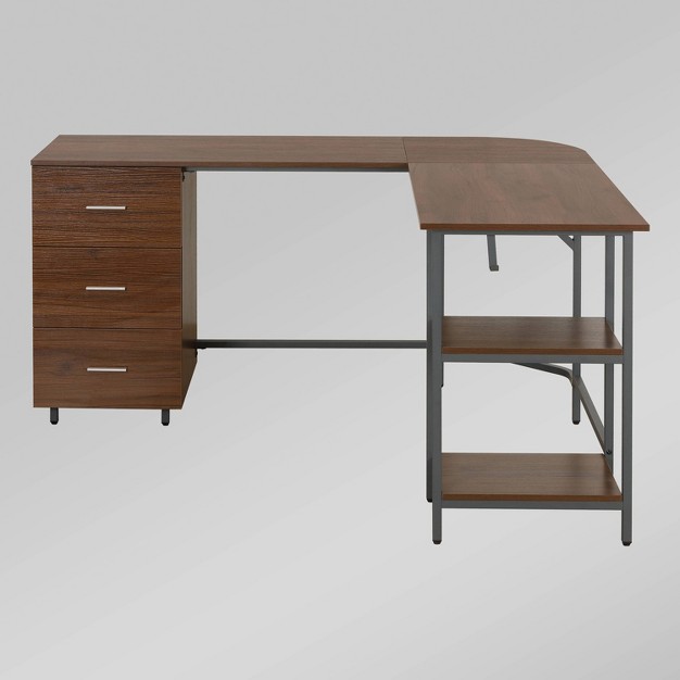 L Shape Home Office Two tone Desk With Storage Techni Mobili