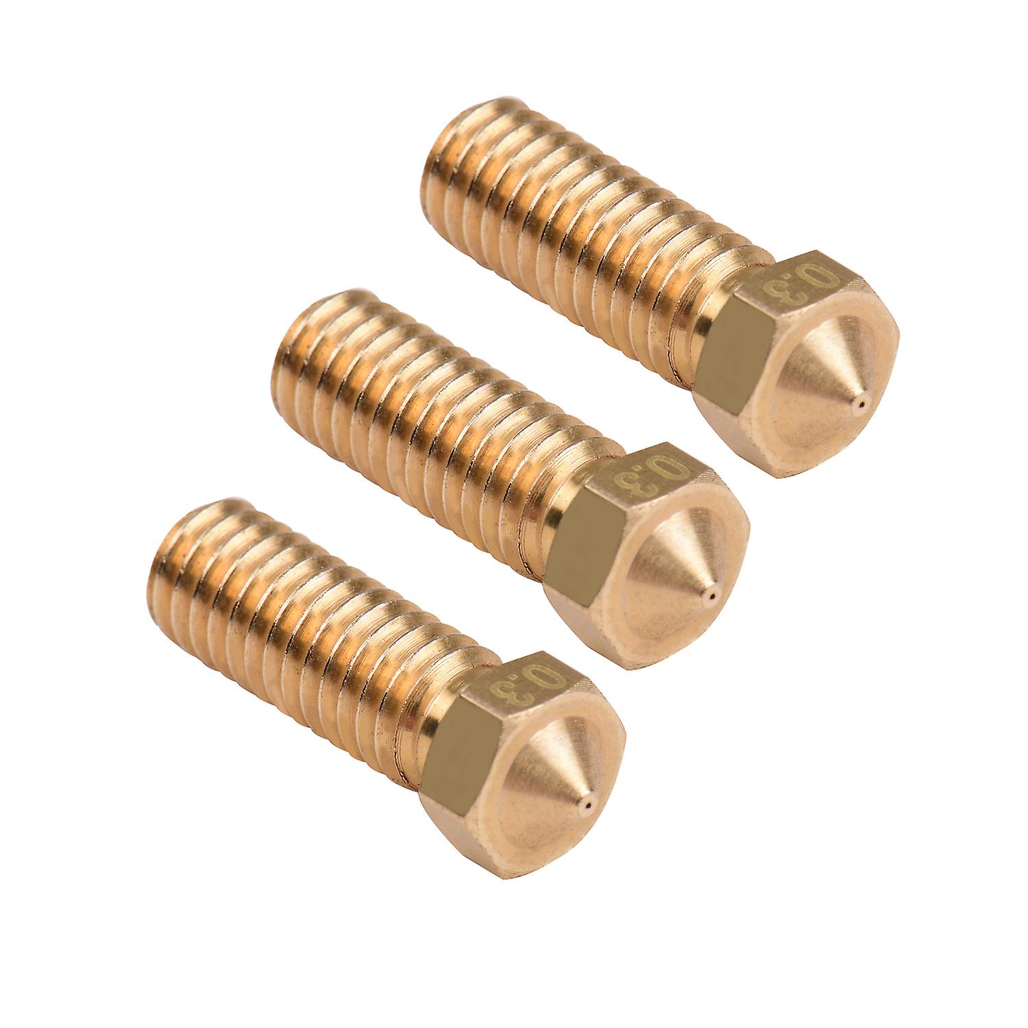 3pcs 3d Printer Extruder Brass Volcano Nozzle M6 Thread Printer Head 0.3mm Output For Sidewinder X1 Tevo Little Monster 1.75mm Filament Gold 1.0mm