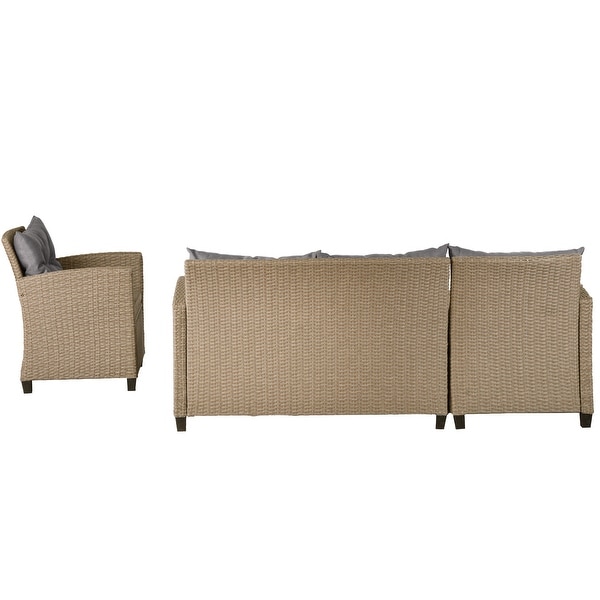 4Piece Classic Wicker Conversation Set with Cushions