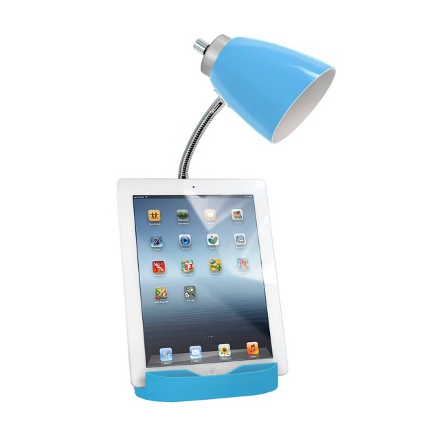 Gooseneck Organizer Desk Lamp With Ipad Tablet Stand Book Holder And Charging Outlet Limelights