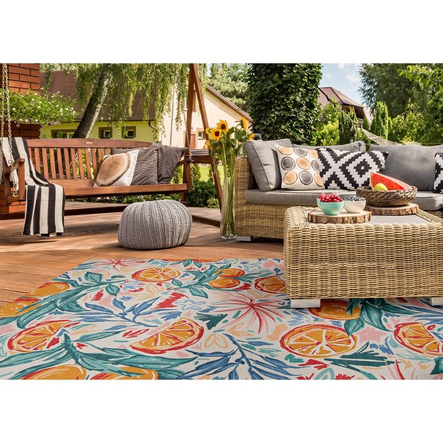 Pomelo Washable Outdoor Rug Ivory orange Linon