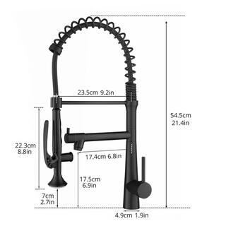 Boyel Living Single-Handle Gooseneck Pull-Down Sprayer Kitchen Faucet with Pot Filler and Water Supply Lines in Matte Black BM2010B