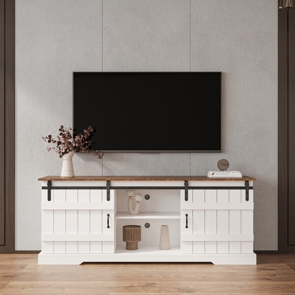 Sliding White Door TV Stand for 80 inch TV Stands