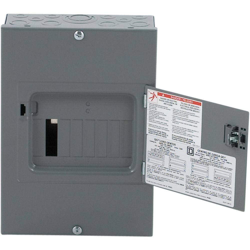 Square D QO 100 Amp 6-Space 12-Circuit Indoor Main Lug Load Center with Surface Mount Cover with Door QO612L100DS