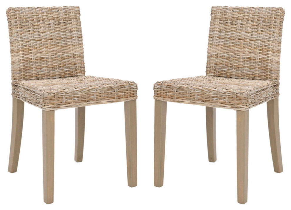 Barrano 18 quoth Wicker Side Chair (set Of 2) Grey Wash   Tropical   Dining Chairs   by AED Luxury Home Decor  Houzz