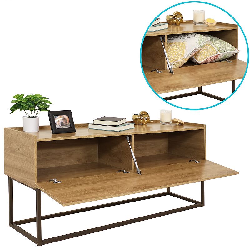 Sunnydaze Industrial-Style MDP Buffet Table - Brown - 54.75 in