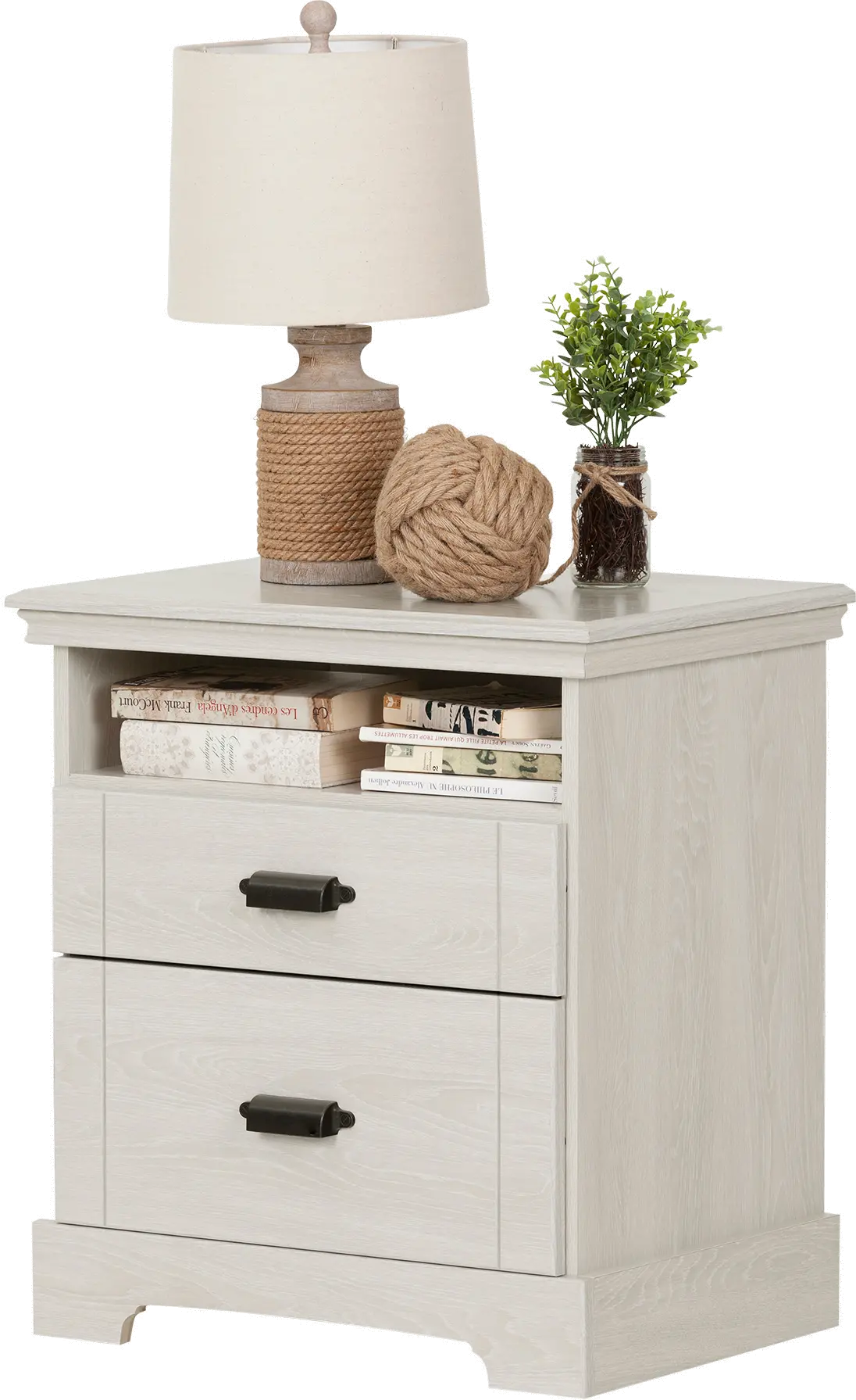 Lilak Cottage Winter Oak White Nightstand - South Shore