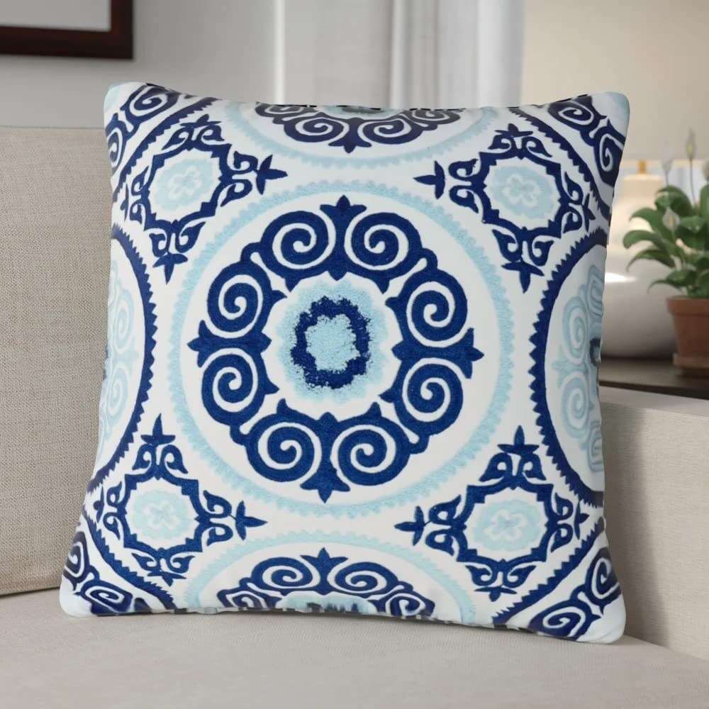 A1HC 100% Cotton Hand Crafted Embroidered Throw Pillow Cover with Insert Pack of 2  for Couch Sofa Bedroom Living Room  20\