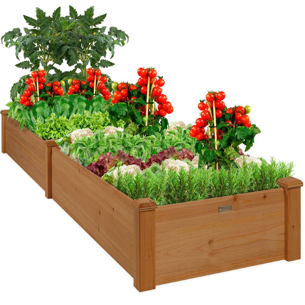 Best Choice Products 8 ft. x 2 ft. Wood Raised Garden Bed - Acorn Brown SKY6631