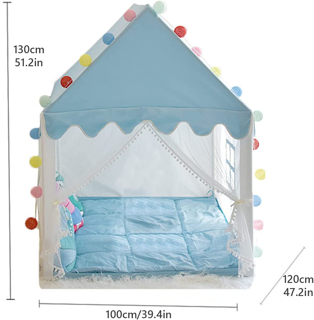 Willstar Princess Castle Tent for Girls Fairy Play Tents for Kids Blue Playhouse with Fairy Star Lights Toys for Children or Toddlers Indoor or Outdoor Games 51.2 x 39.4 x 47.2 Inch