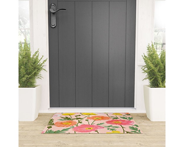 Alison Janssen Large Poppy Coral Looped Vinyl Welcome Mat Society6