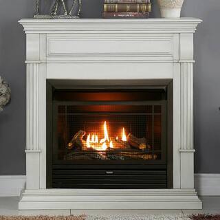 Duluth Forge Dual Fuel Ventless Gas Fireplace - 26000 BTU T-Stat Control Antique White Finish 170130