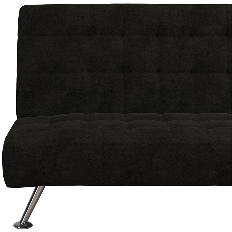 DHP Mabel Tufted Kids Sleeper Sofa in Black and Chrome