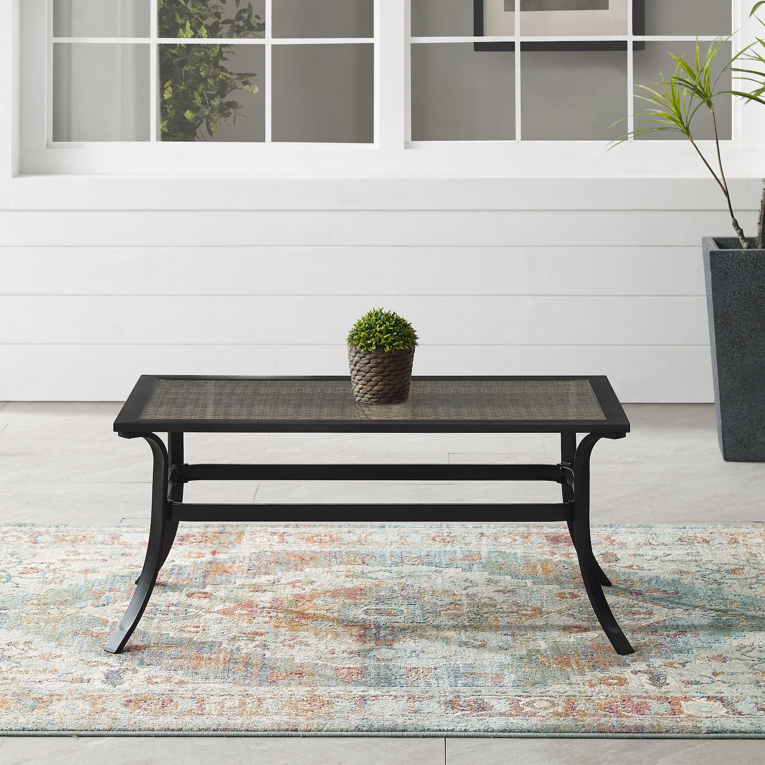 Crosley Dahlia Outdoor Metal and Wicker Coffee Table