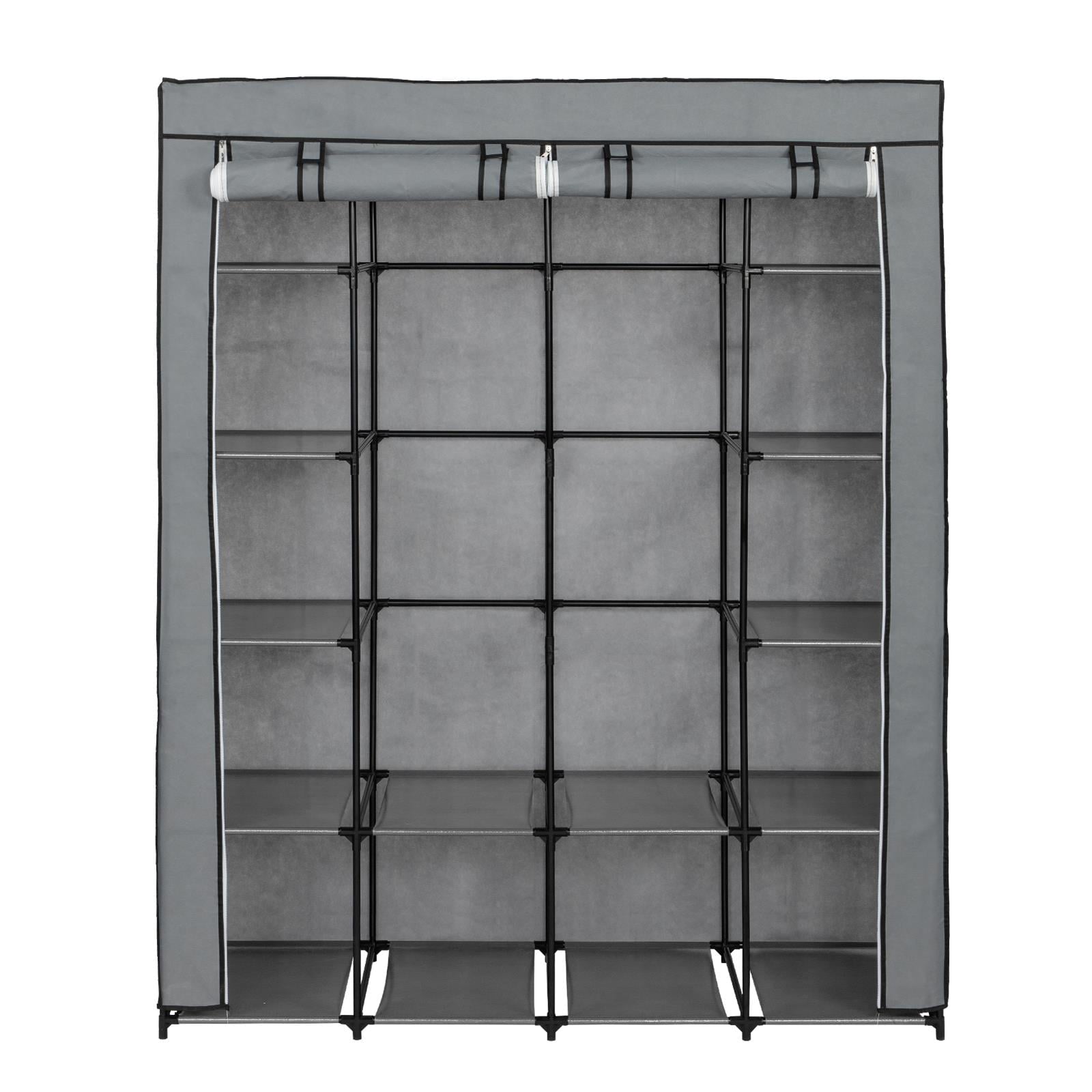 Ktaxon Non-Woven Fabric Portable Closet Organizer Storage with 14 Shelves,Gray