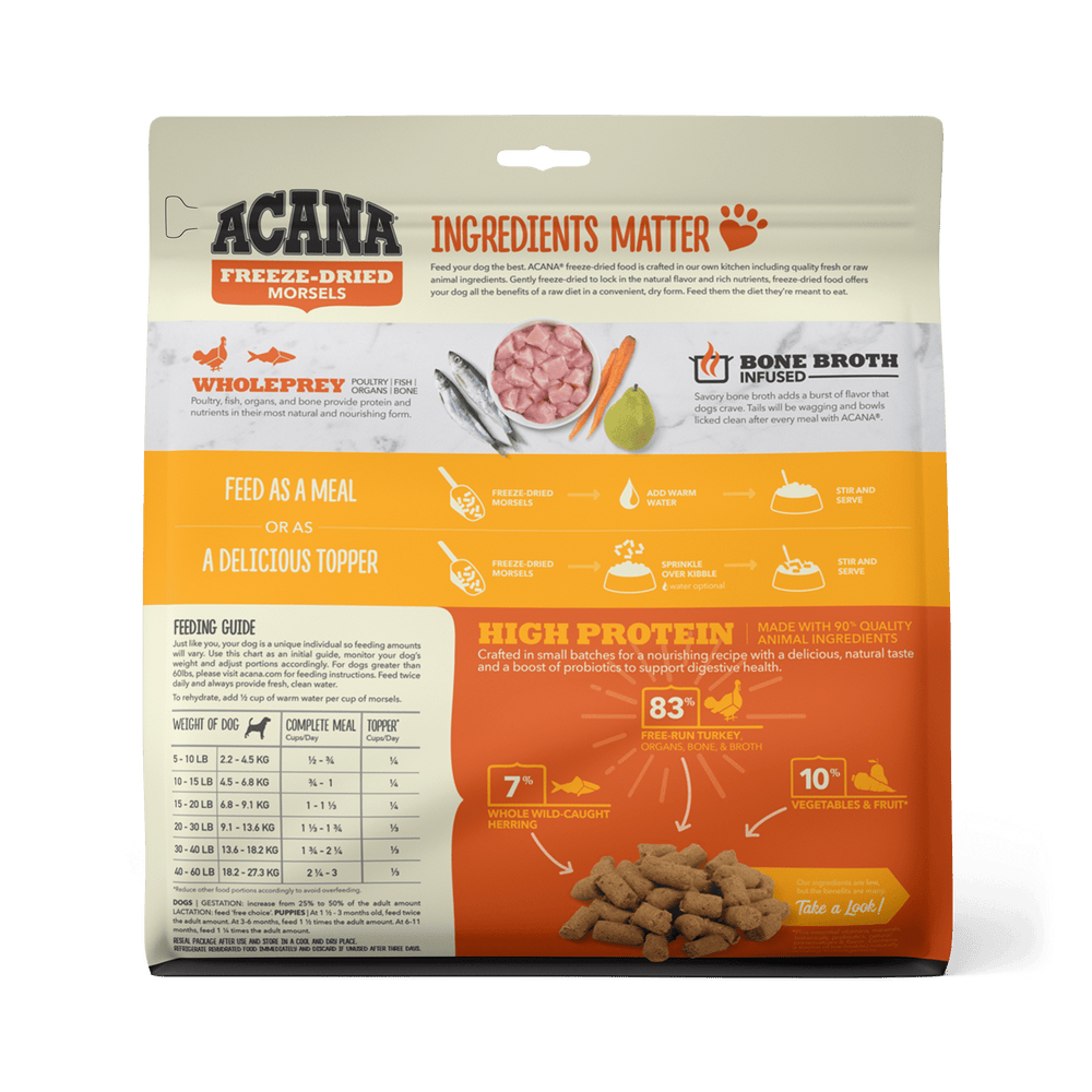 Acana Freeze-Dried Food Free-Run Turkey Recipe Morsels for Dogs