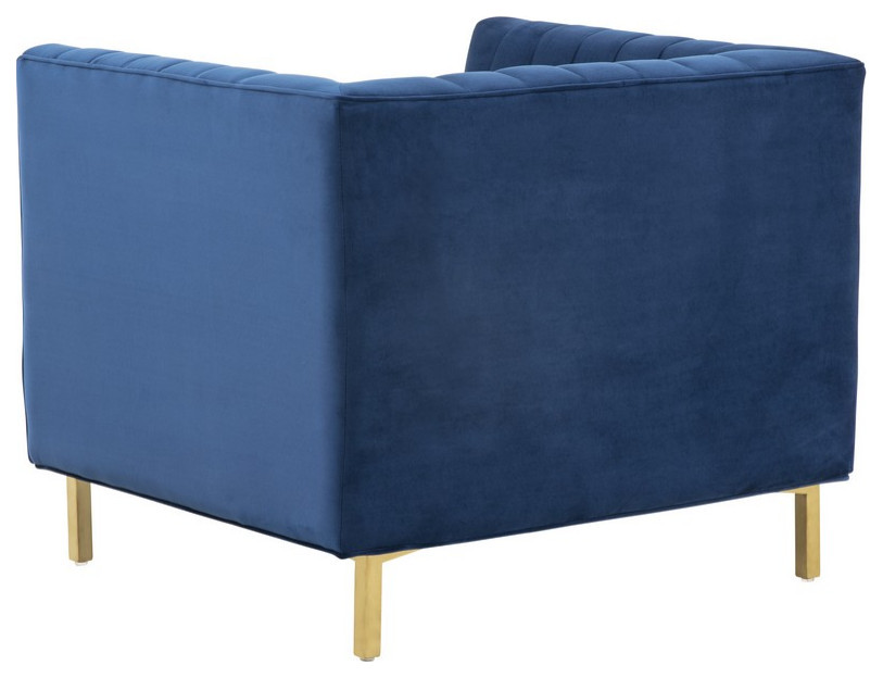 Forbes Velvet Club Chair Navy   Contemporary   Armchairs And Accent Chairs   by AED Luxury Home Decor  Houzz