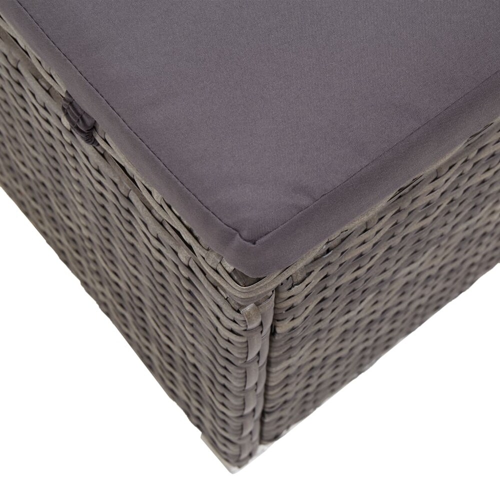 vidaXL Sun Lounger with Canopy and Cushion Poly Rattan Gray