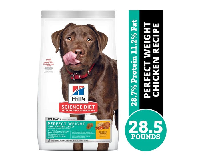 Hills Science Diet Perfect Weight Chicken Recipe Large Breed Adult Dry Dog Food， 28.5 lb. Bag