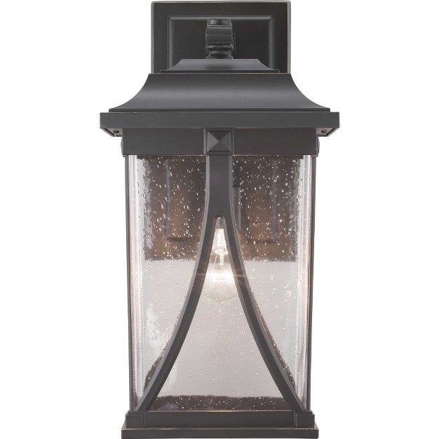 Progress Lighting Abbott 1 light Outdoor Wall Lantern In Antique Bronze With Seeded Glass Shade