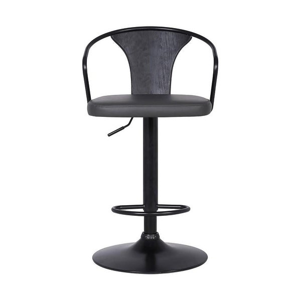 Adjustable Leatherette Swivel Barstool with Curved Back - 34.5 H x 20 W x 19 L Inches