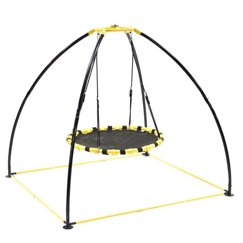 JUMPKING Backyard 360-Degree Adjustable Height UFO Swing Set Yellow JKBKUFO-V2