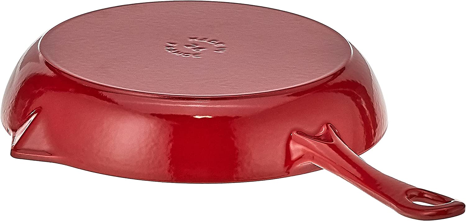 Staub 1222606 Cast Iron 10-inch Fry Pan - Cherry， Made in France