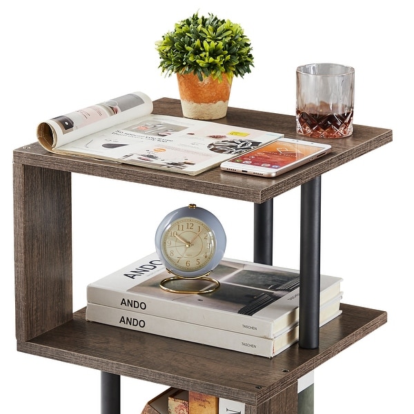 3-Tier Side Table Tall End Table with Storage Rack