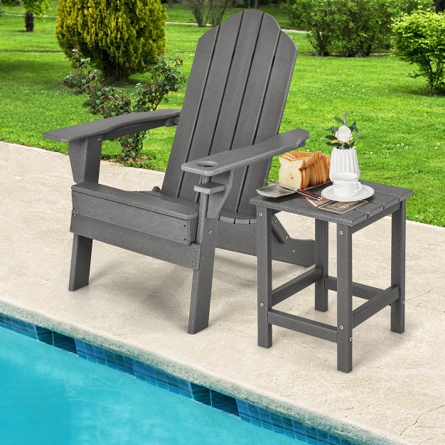 Costway 14 x27 x27 Patio Adirondack Side End Table Hdpe Square Weather Resistant Garden Black brown grey white