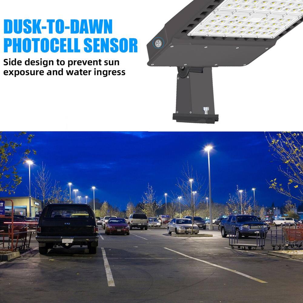 WYZM Outdoor 1500- Watt Equivalent Integrated LED Bronze Parking Lot Lighting Features Area Light 5500K ARM300C