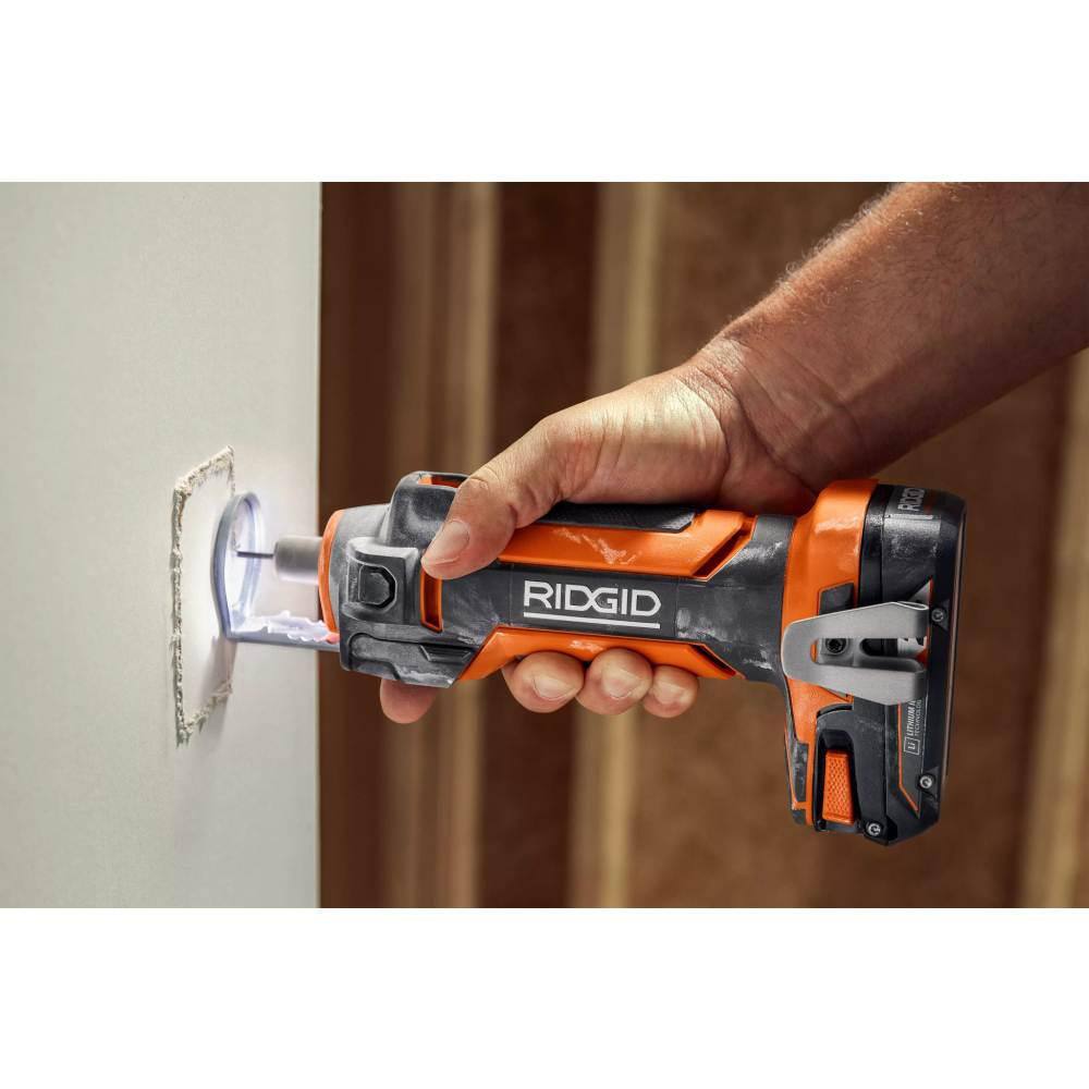 RIDGID 18V Brushless Cordless Drywall Screwdriver with Collated Attachment with 18V Drywall Cut-Out Tool (Tools Only) R86630B-R84730B