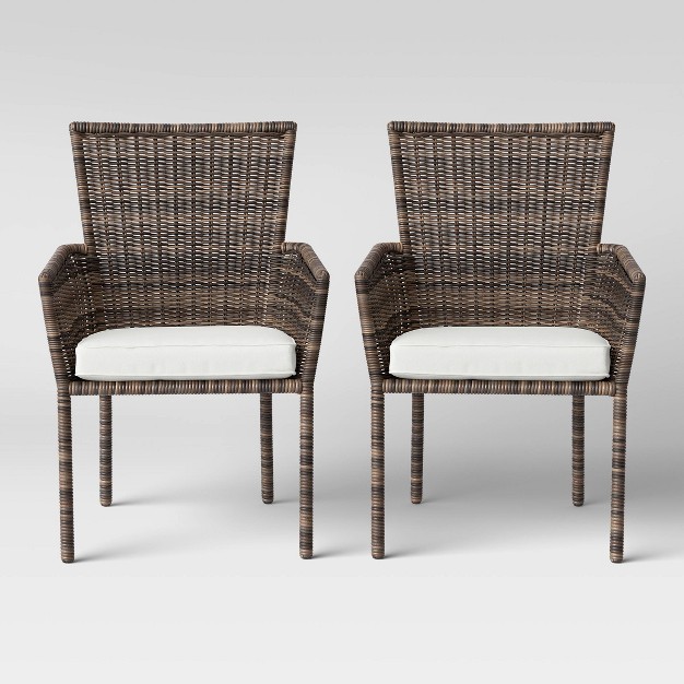 Monroe 2pk Patio Stack Dining Chairs Linen