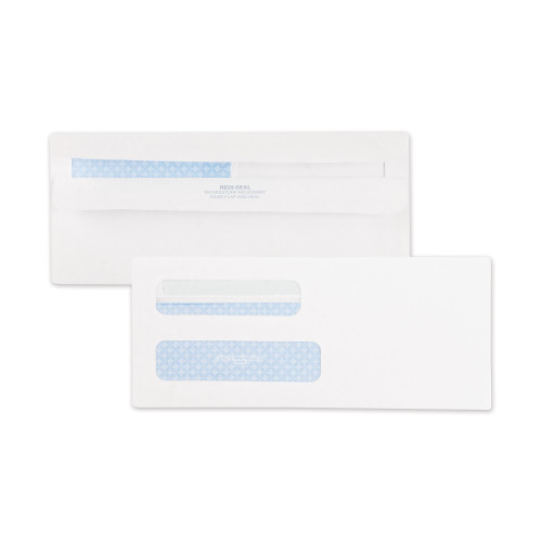 Quality Park Double Window Redi-Seal Security-Tinted Envelope， #8 5/8， Commercial Flap， Redi-Seal Closure， 3.63 x 8.63， White， 500/Box (24539)